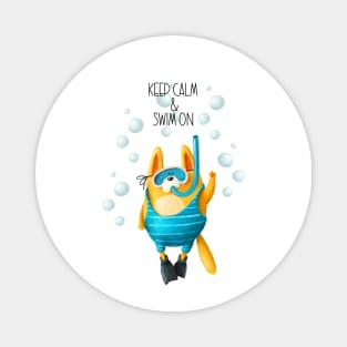 Keep Calm and Swim On Funny Cat Diver Magnet